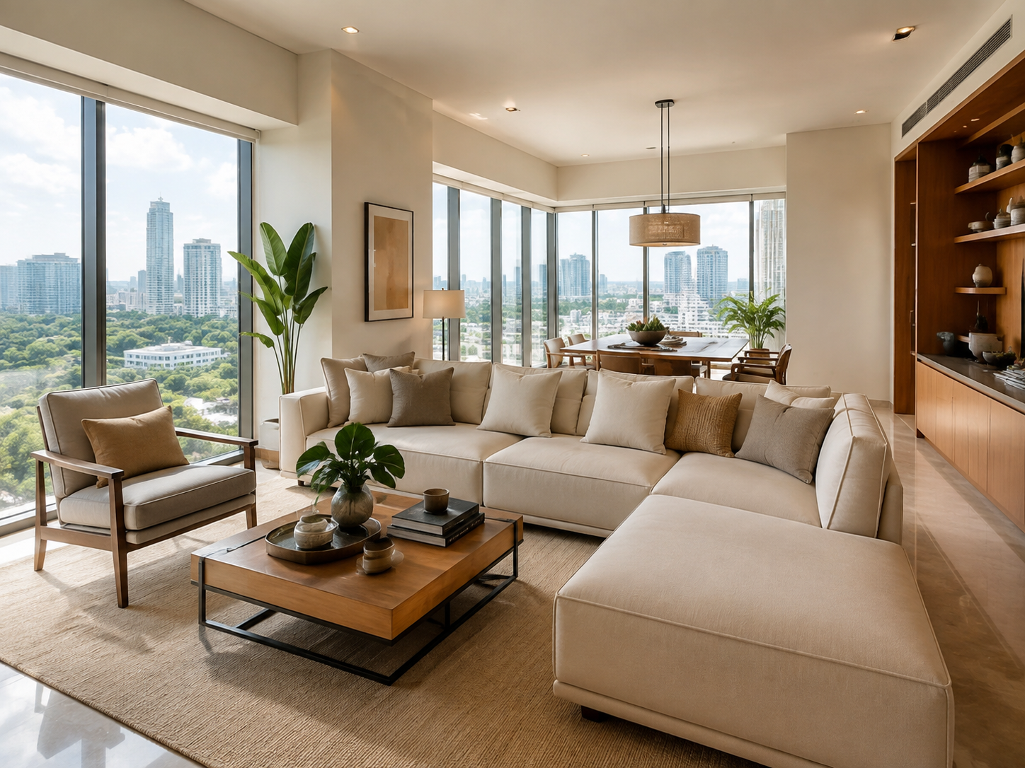 Modern living room inside Luma Residences