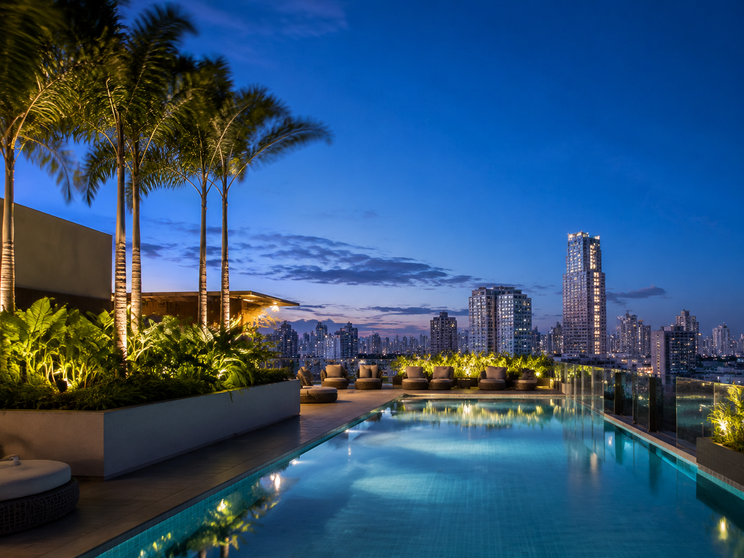 Rooftop pool overlooking the city